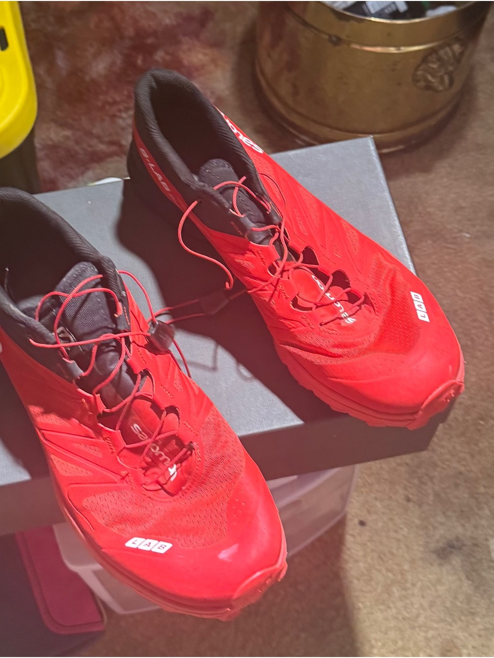 Salomon Athletic Shoe in Black and Orange